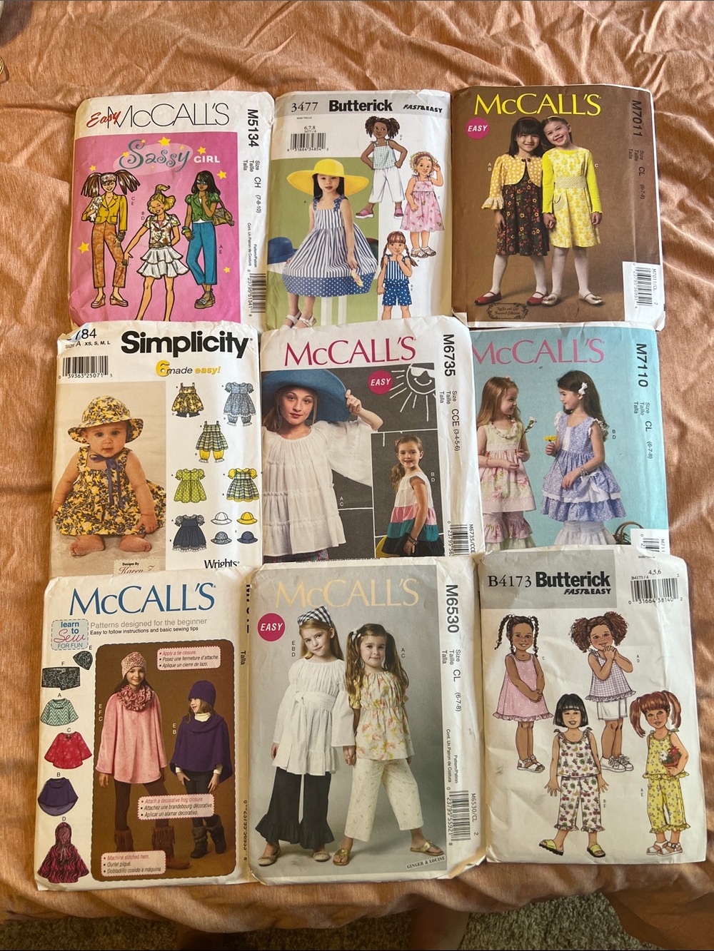 Lot of 9 Girls Clothing Sewing Patterns